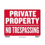 Sign Private Property No Trespassing 30x23cm