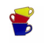 Pin Coffee Cups Yellow, Red and Blue