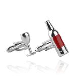 Cuff Link Wine Bottle and Glass