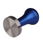 Coffee Tamper with Blue Handle Stainless Steel Ribbed